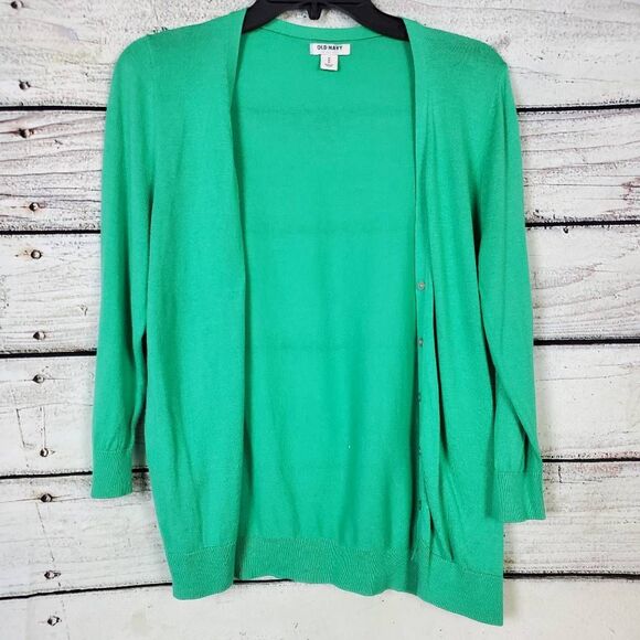 Old Navy Green Button Front Cardigan Sweater Women’s Medium - Picture 1 of 5